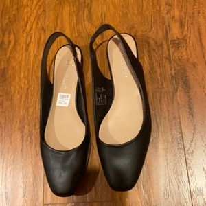 Black sling back flats